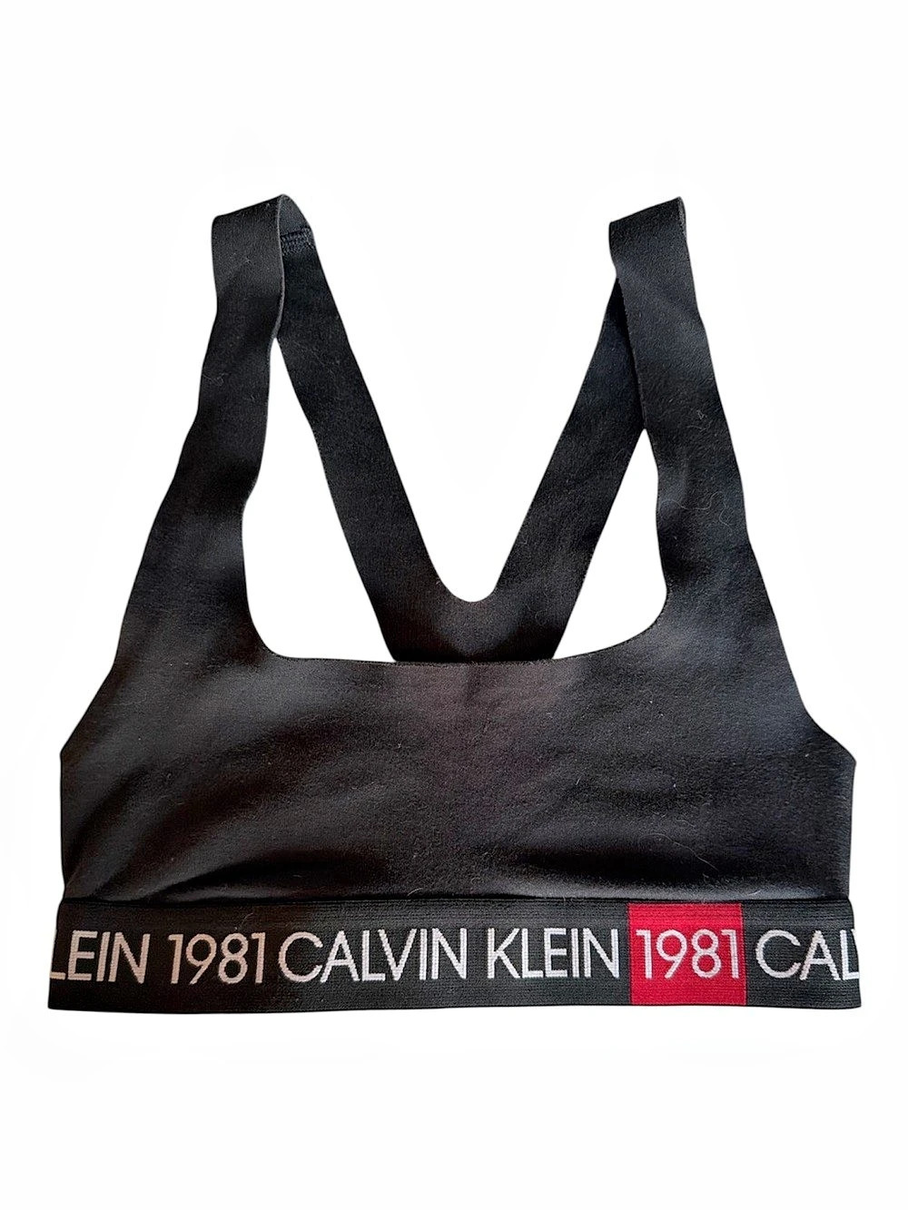 Calvin Klein 1981 Bold Unlined Bralette Black Sports Bra in XS